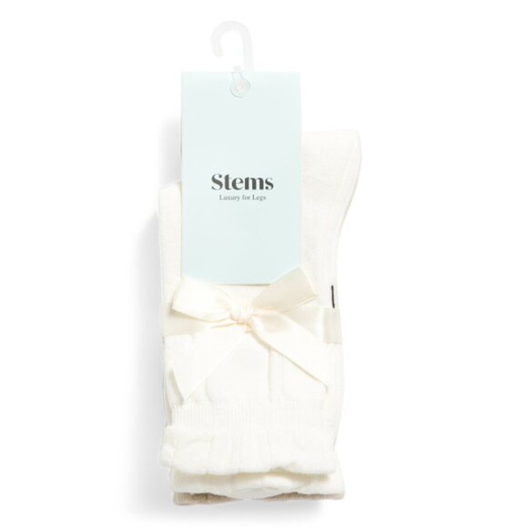 STEMS Cream/taupe 2pk Cashmere Blend Ruffle Edge Socks - Picture 1 of 1